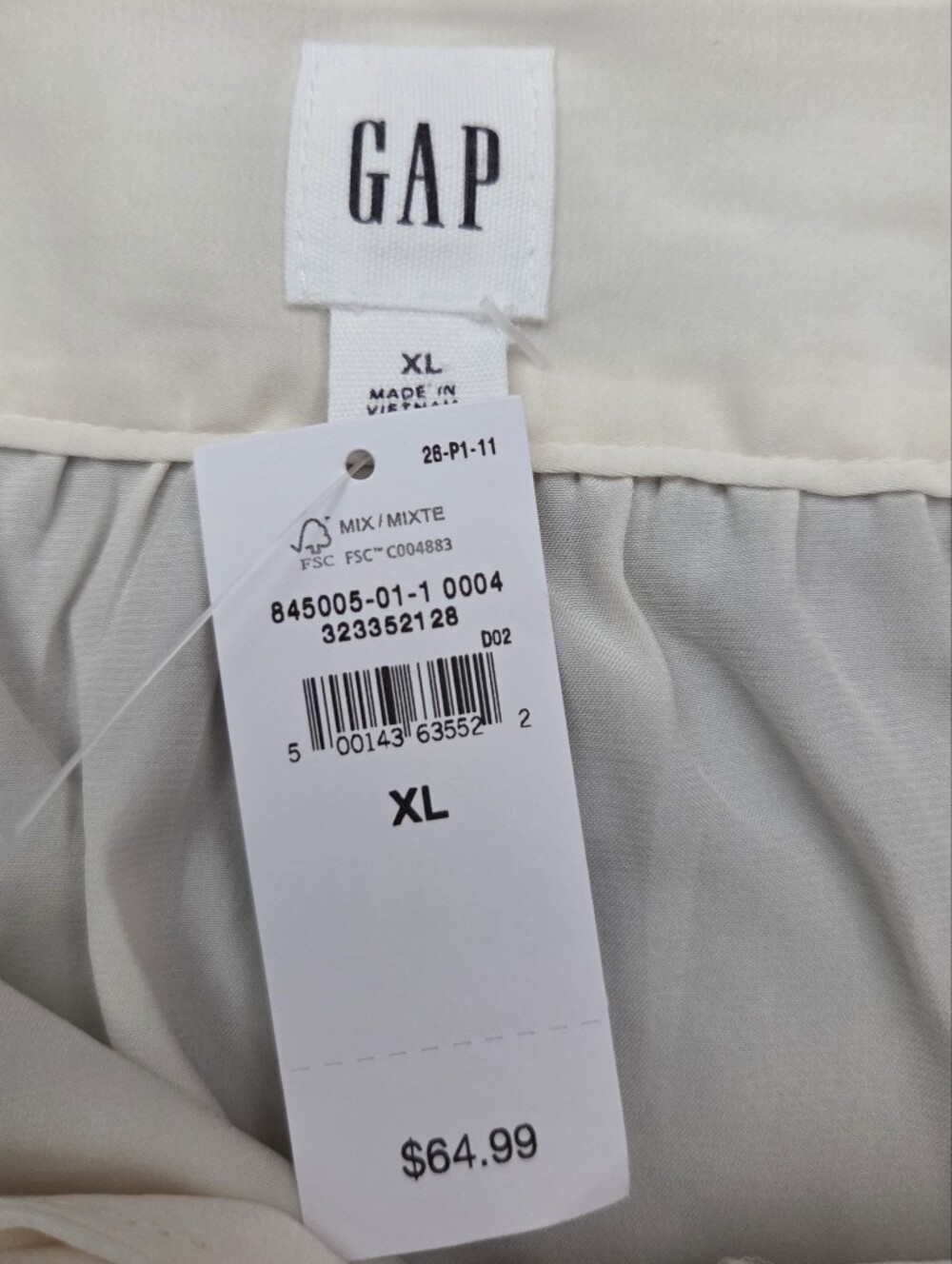 NWT - GAP Oversized Lace Trim Cream Long-Sleeve Tie-Front Blouse - Size XL - Picture 8 of 13